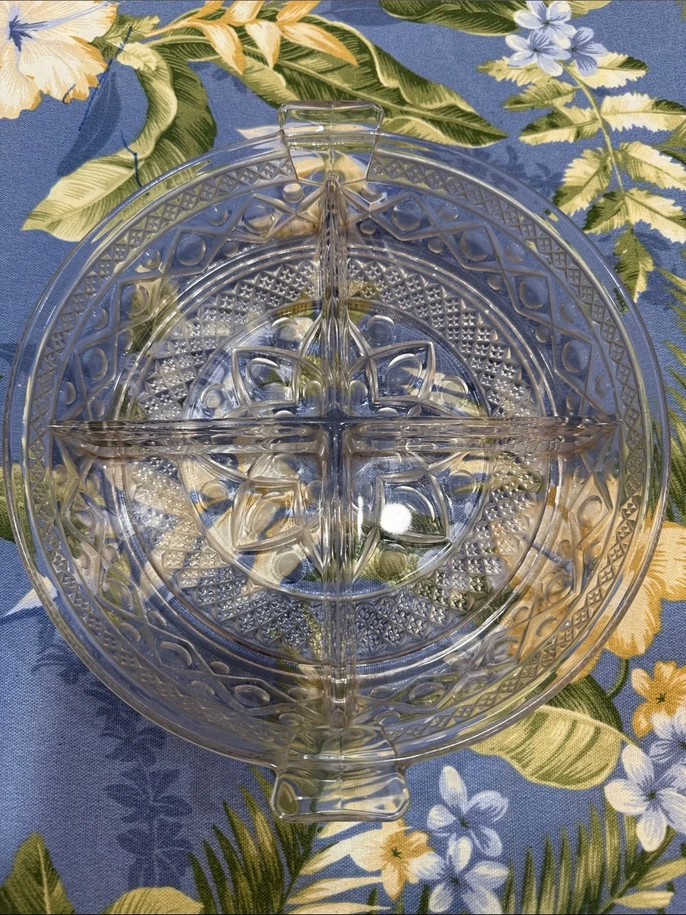 Clear Glass Divided Serving Dish - Elegant Home Dining Buffet Server